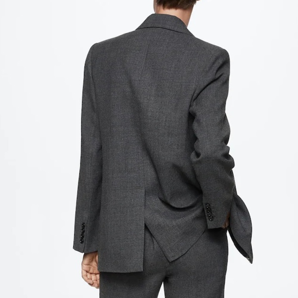 Mango | Structured Wool Suit Jacket | Grey | Size 6 | Blazer | Inner lining - Picture 2 of 9